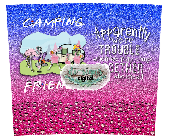 Camping Friends Flamingos Digital Image For Skinny Tumblers Sublimatio Digital Di Signs