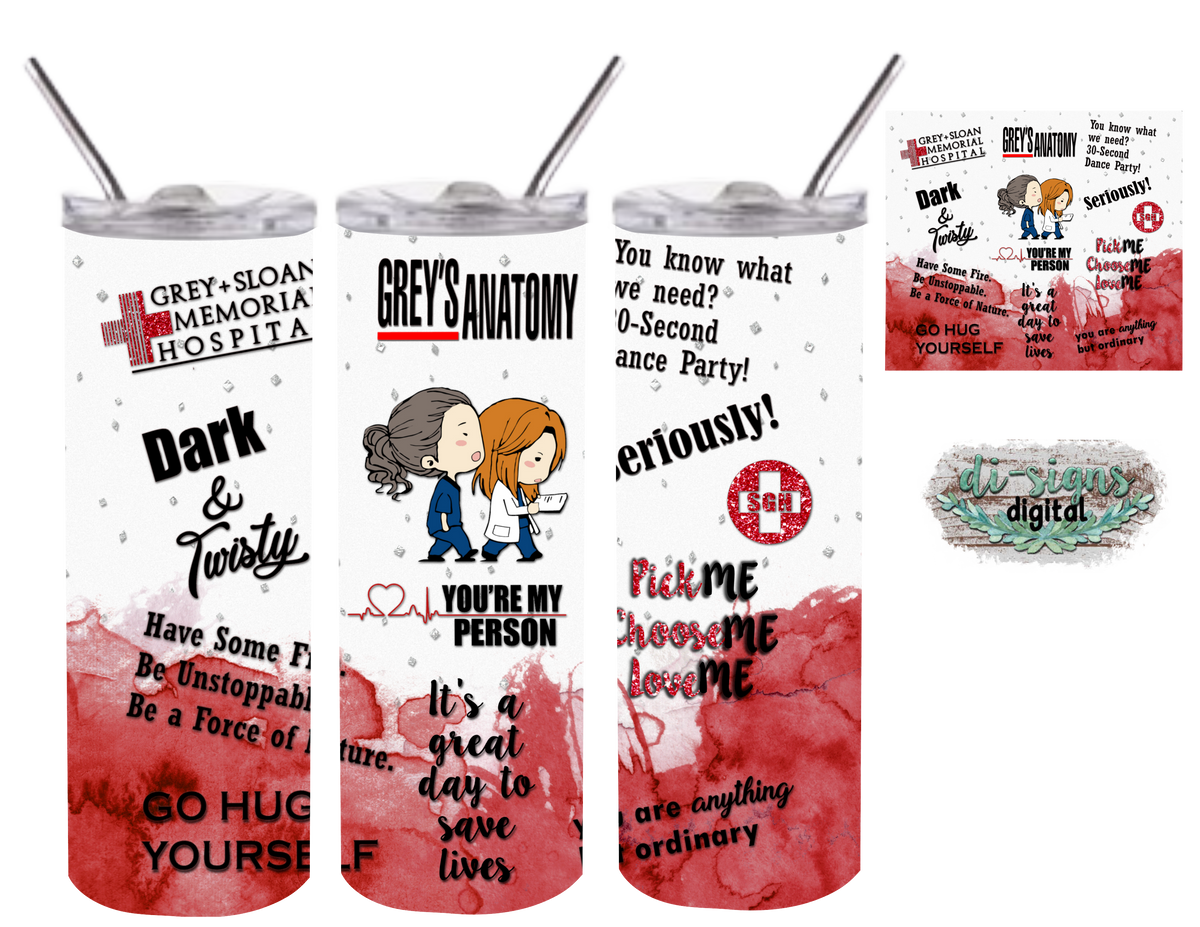 Grey's Anatomy digital image for skinny tumblers sublimation – Digital