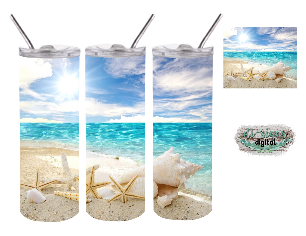 Beach Shells Digital Image For Sublimation 20oz Skinny Tumbler Digital Di Signs 