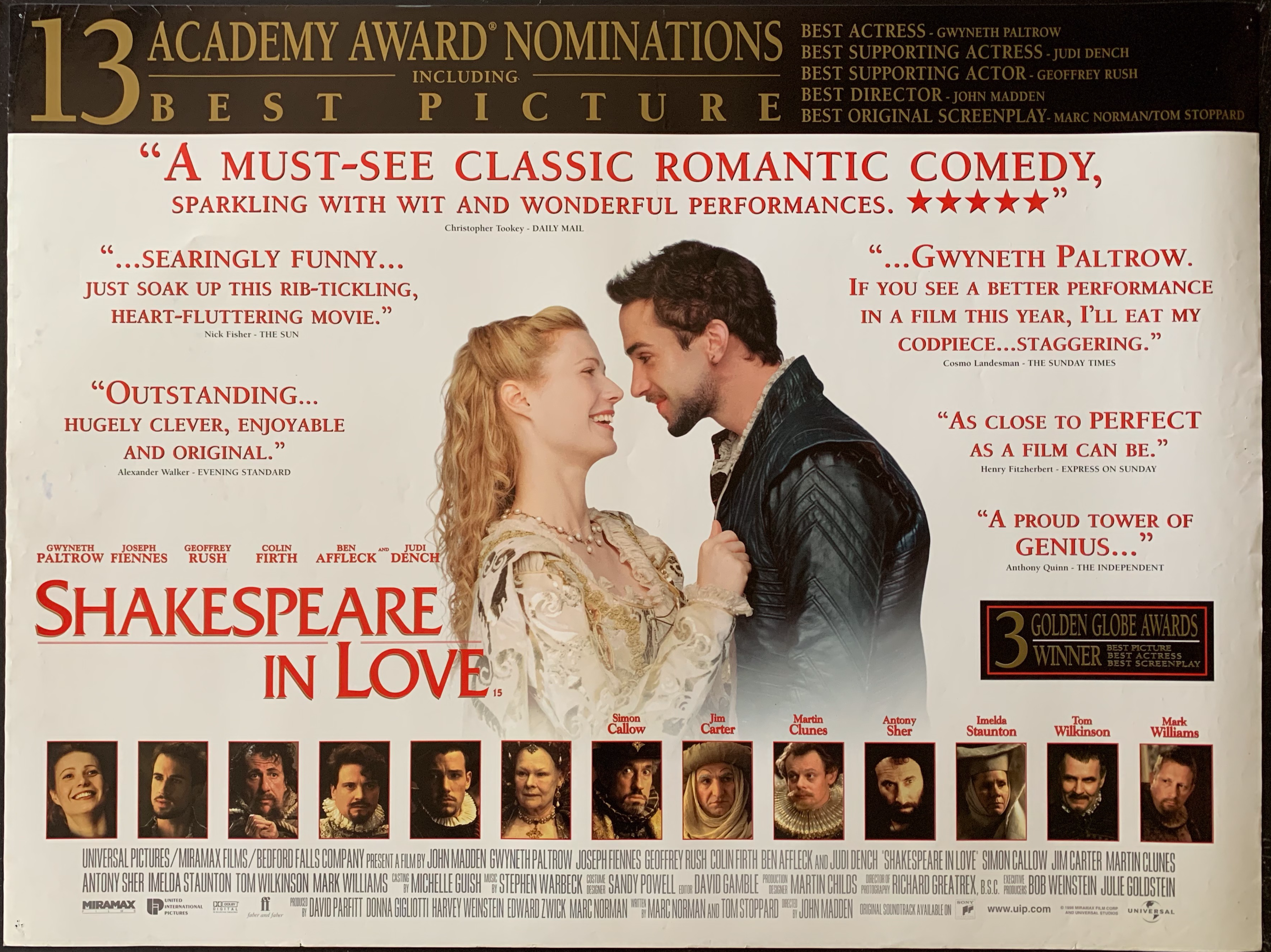 shakespeare in love academy awards