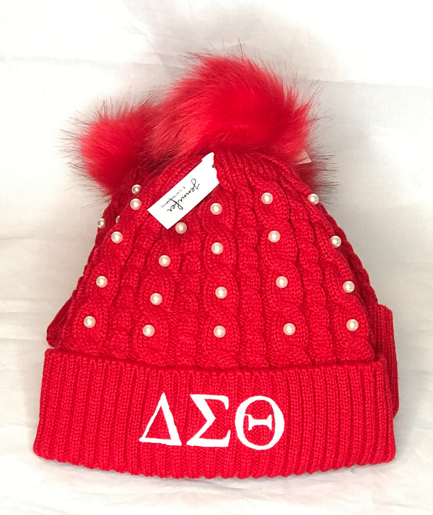 Delta Sigma Theta Winter Pom Pom Knit Beanie Hat