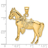 Horse with Western Saddle Pendant in 14K Yellow Gold