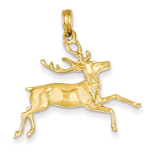 Finejewelers 14k Yellow Gold 3D Deer Head with 6 Point Antlers