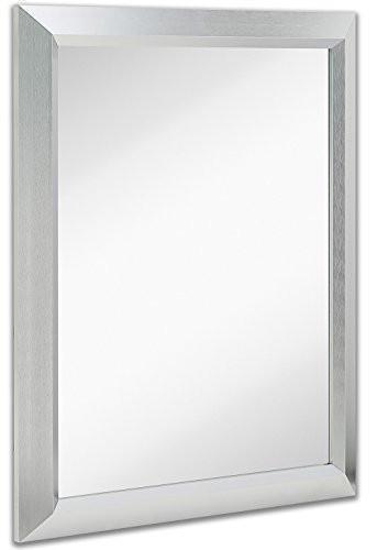 Premium Rectangular Brushed Nickel Wall Mirror Contemporary Metal Fr Family Deals