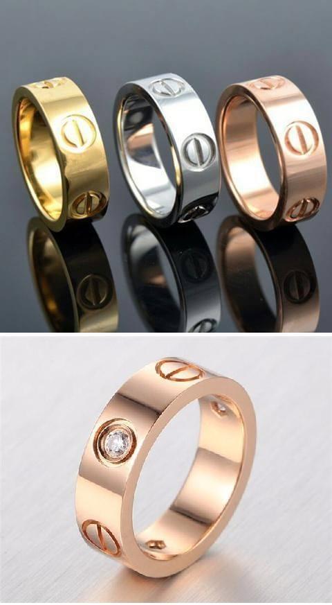 silver gold and rose gold ring