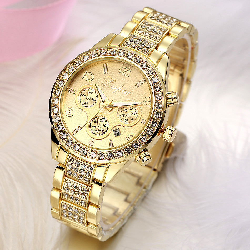 Lvpai Watches Women Bling Stainless Steel Crystal Bracelet Clock