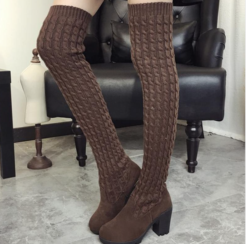 thigh high knit boots
