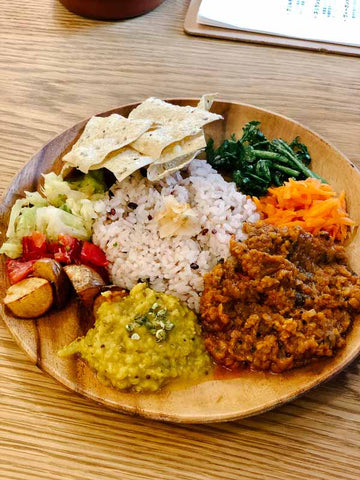 vegan curry plate at kumeys tokyo japan