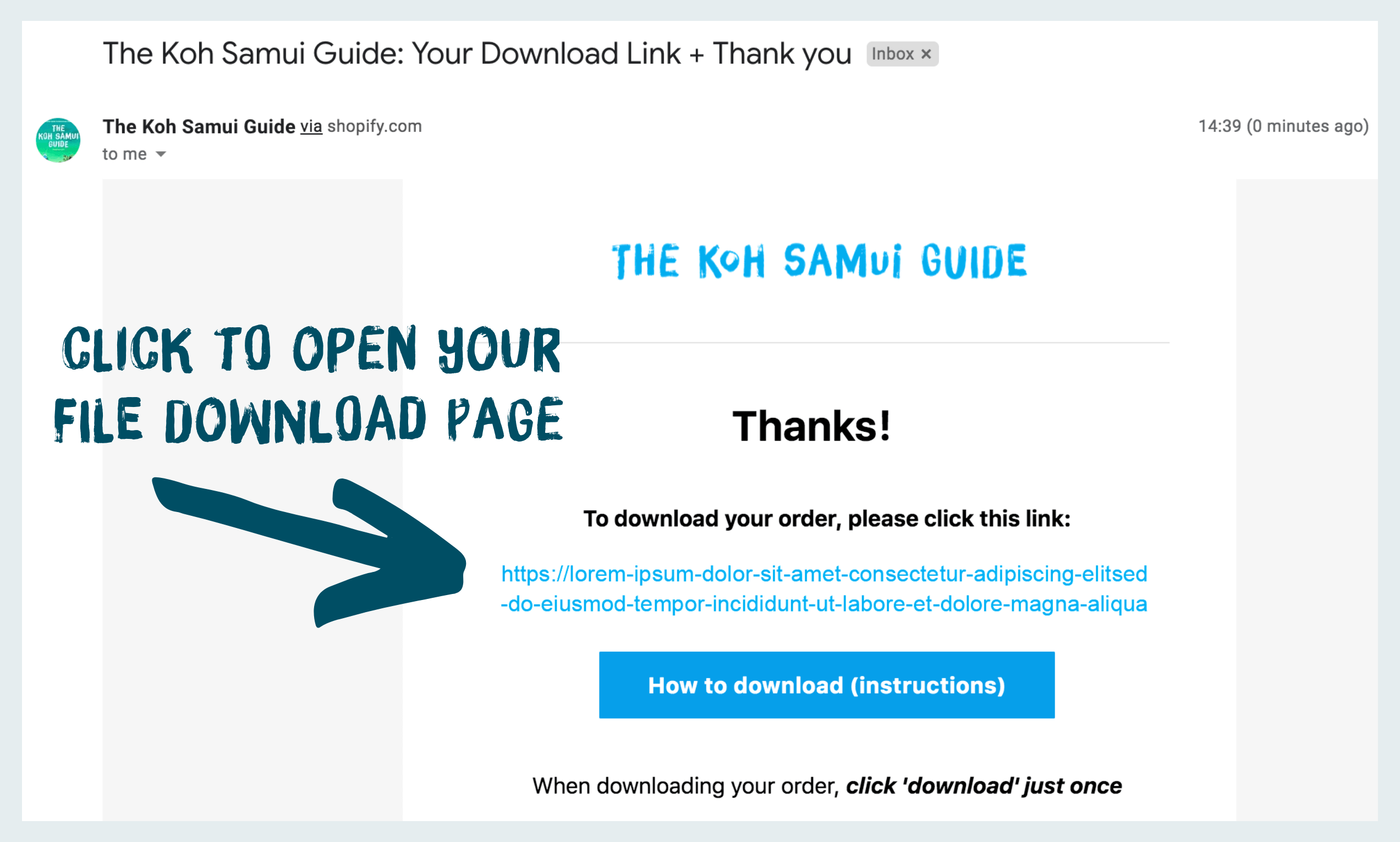 How to download The Koh Samui Guide: Your email receipt with a link