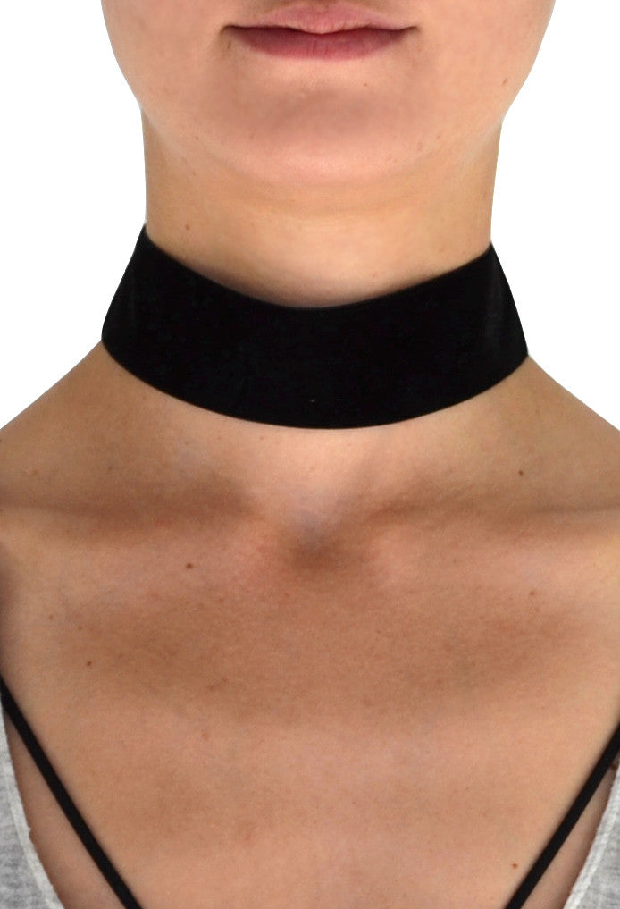 wide black choker necklace