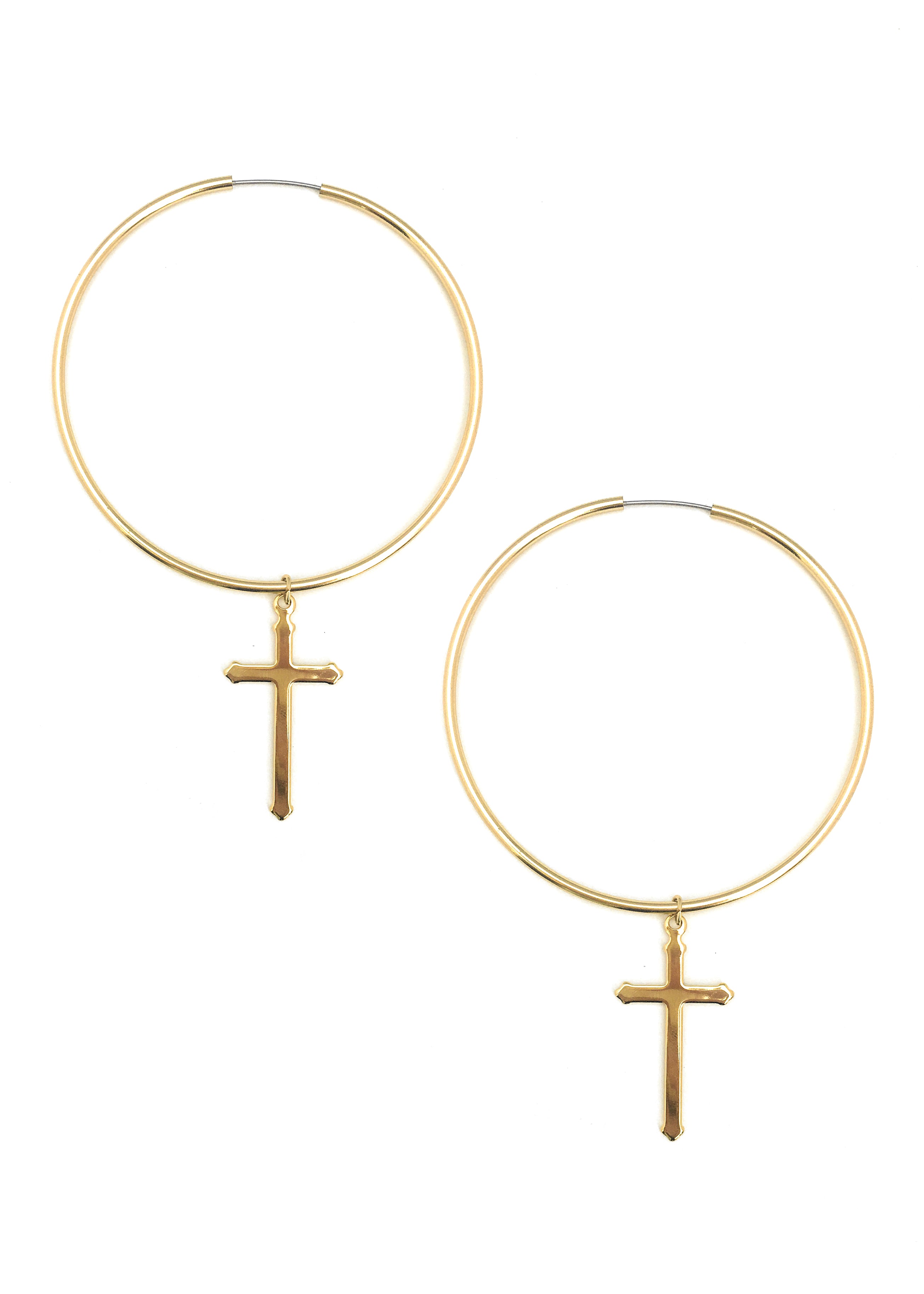 cross hoop earrings