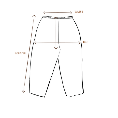 A pair of pants showing measurement points.