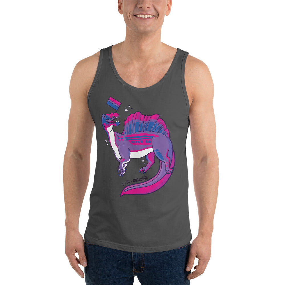 Spinosaurus Dinosaur Bisexual Pride Flag tank top – Studio 252MYA