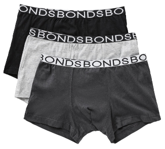 Boys Bonds Underwear 3 Pack Trunks Boyleg Shorts Assorted