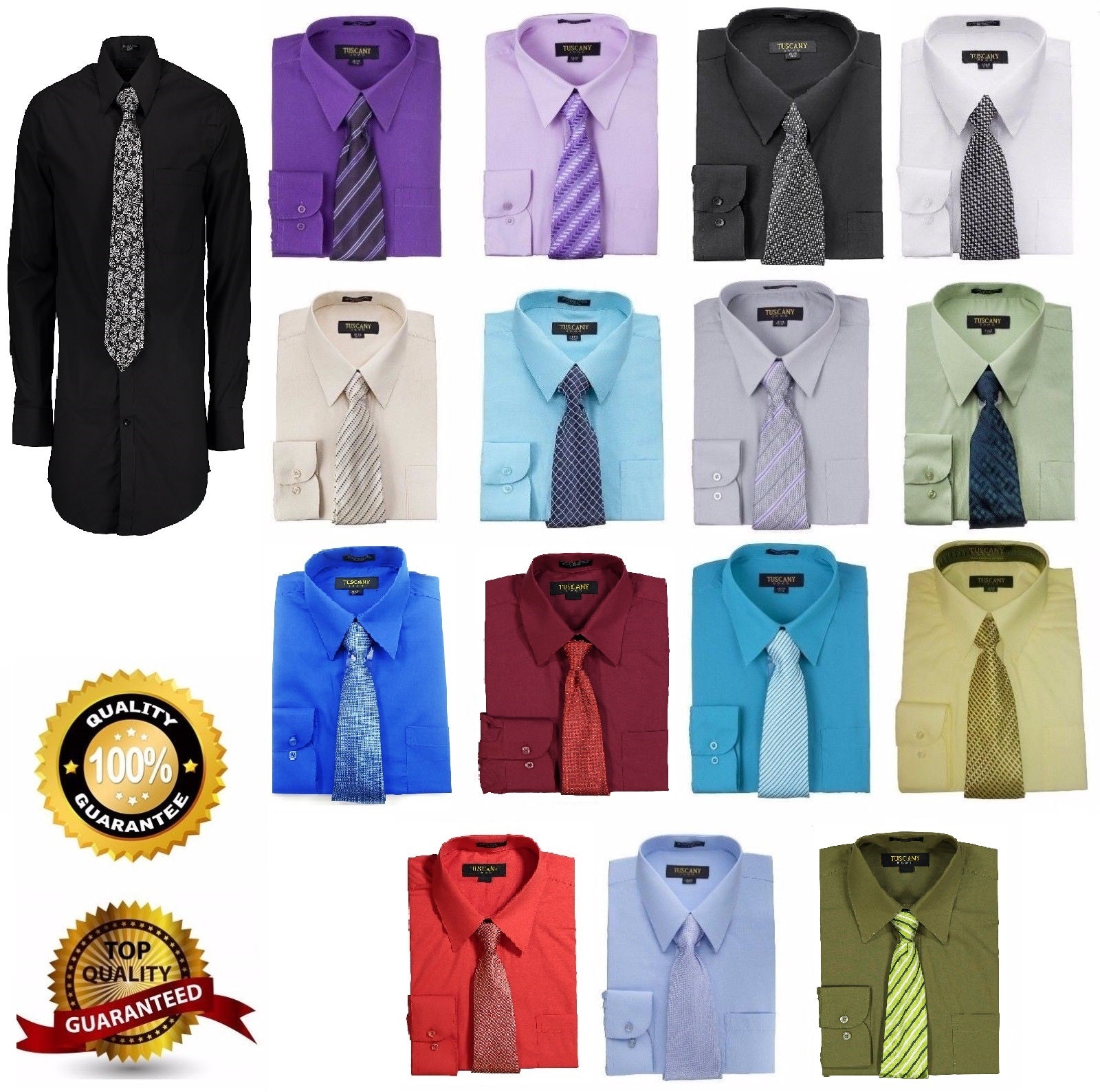 Men's Dress Shirts With Matching Tie Set Cotton Blend Shirt with ...