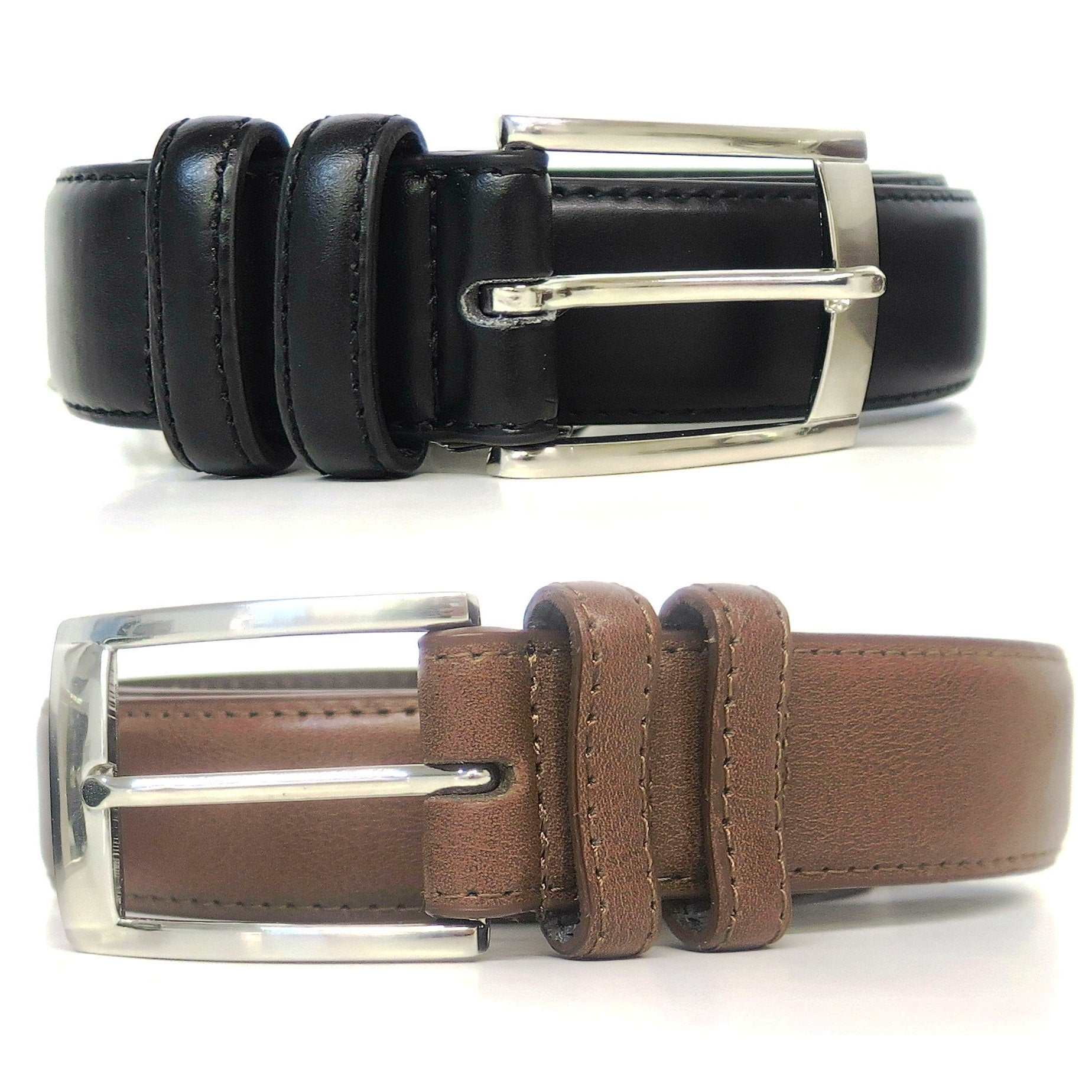 2 Pack Men’s Belts Black & Brown Leather Dress Belts Black Belt & Brown Belt | eBay