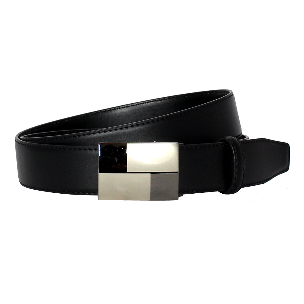Men's Belt Steel Magnetic Frame Black Leather | eBay