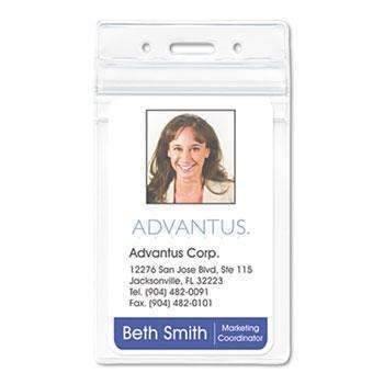 Advantus Proximity ID Badge Holder, Horizontal, 3 3/8w x 2 3/8h, Clear,  50/Pack 