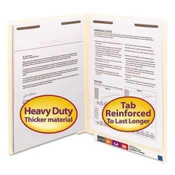 Smead® Heavyweight Folders, Two Fasteners, End Tab, Letter, 14 Point Manila, 50/Box - Janitorial Superstore