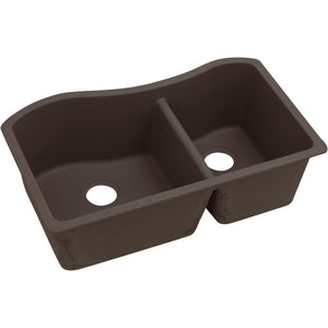 Elkay Quartz Luxe 32 1 2 X 20 X 10 60 40 Double Bowl Undermount Sink Chestnut