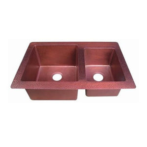 Oriental Offset Double Basin Universal Mount Copper Kitchen