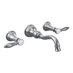Moen Weymouth Two Handle High Arc Wall Mount Bathroom Faucet In Chrome