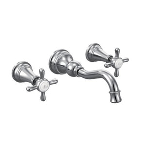 Moen Weymouth Two Handle High Arc Wall Mount Bathroom Faucet With