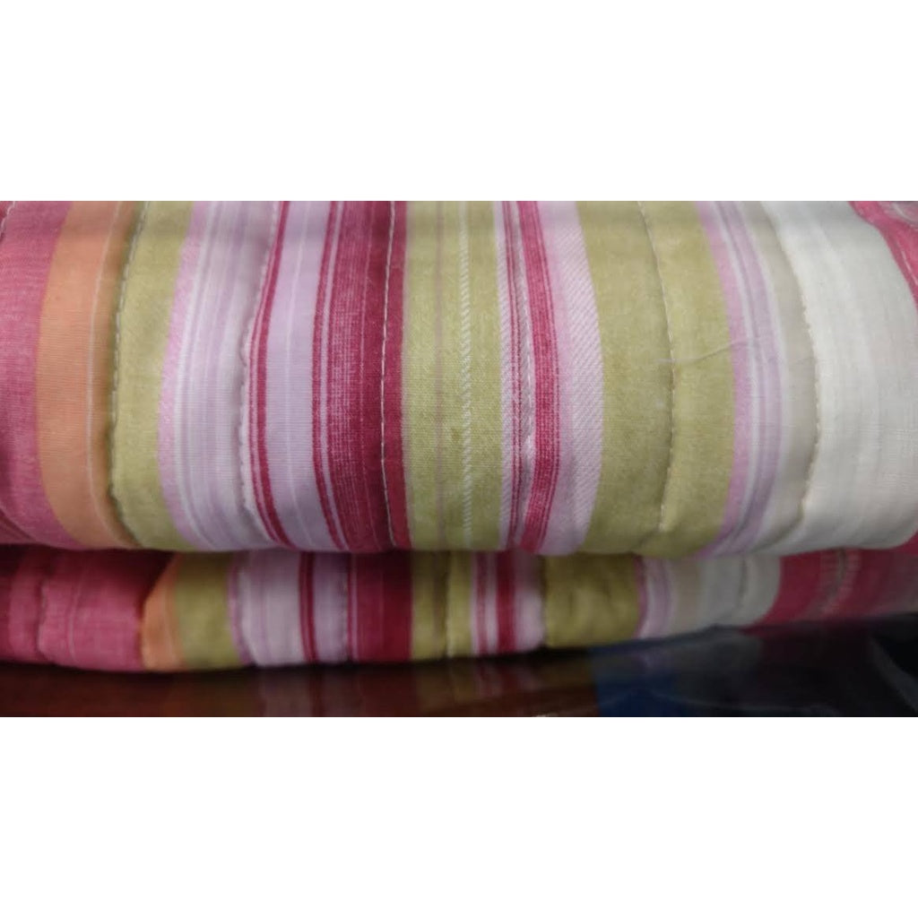 Lovely Stunning Stripes Red Pink Reversible Quilted Coverlet
