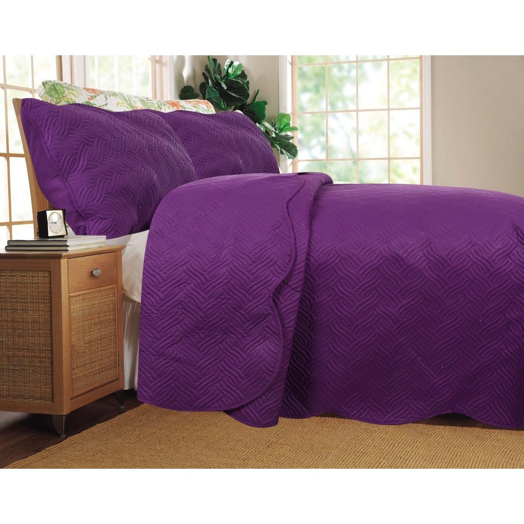 Midnight Vineyard Solid Purple Thin Lightweight Quilted Coverlet