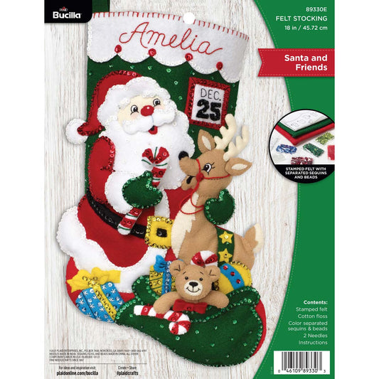 Bucilla TRADITIONAL SANTA Felt Christmas Stocking Kit 86409 OOP VERY RARE
