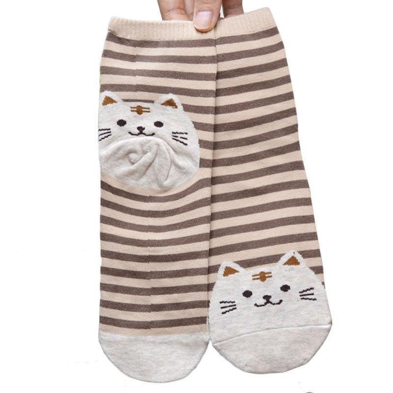 Striped 'Fat Cat' Cotton Socks Catify.co