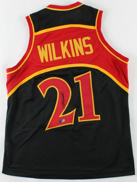 Dominique Wilkins Autographed and Framed Red Atlanta Hawks Jersey Auto JSA COA