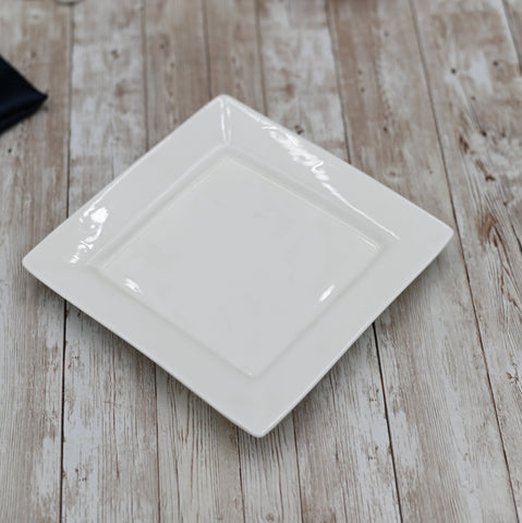 White Dessert Plate With Embossed Wide Rim 8 inch 