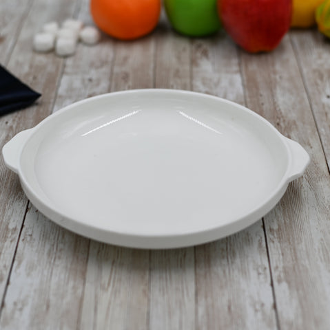 White Dessert Plate With Embossed Wide Rim 8 inch 