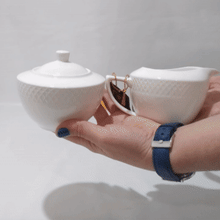 [A] Fine Porcelain Sugar Bowl & Creamer Set: Sugar Bowl 11 Oz | 340 Ml  & Creamer WL-880112/2C