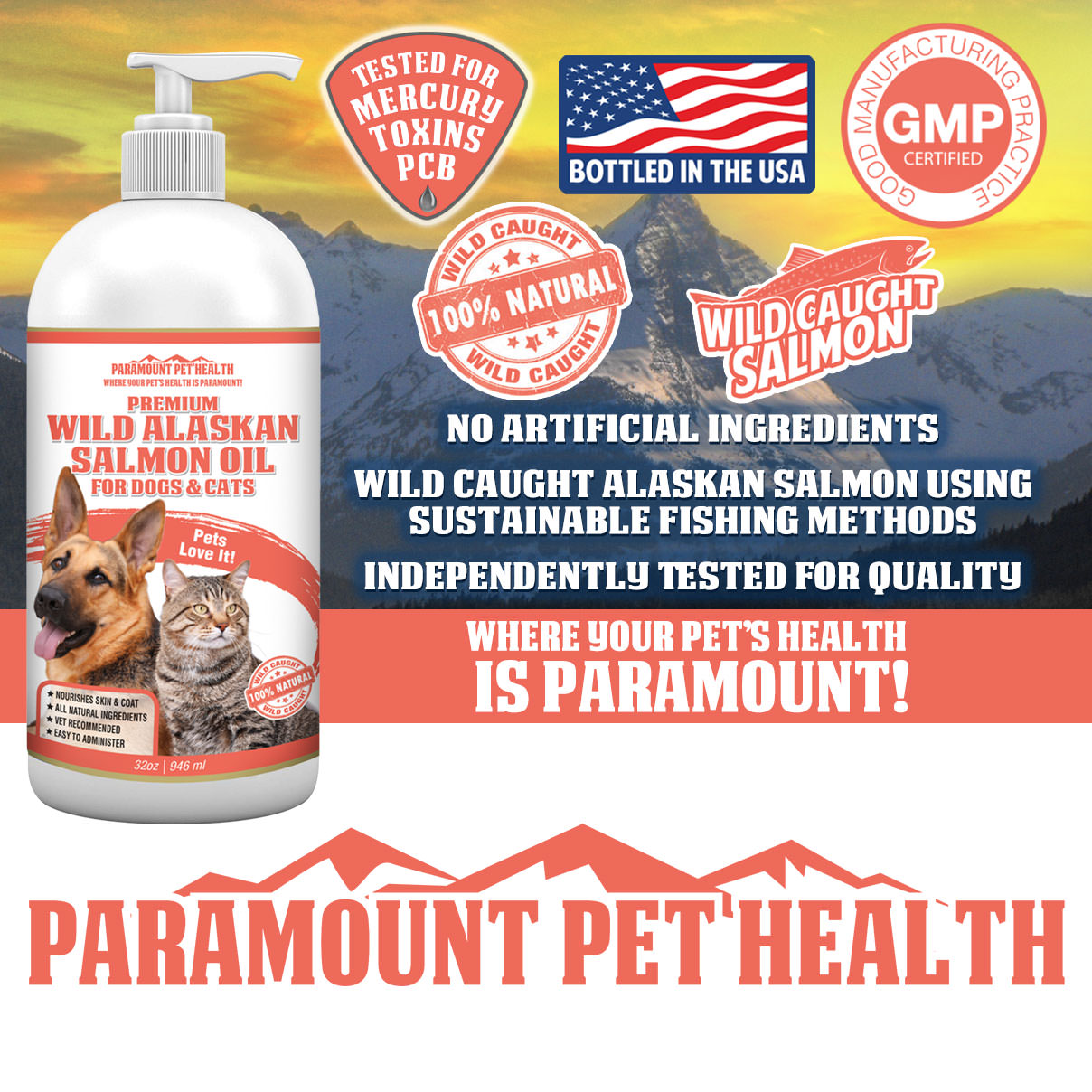 Wild Alaskan Salmon Oil for Dogs and Cats Mercury Tested