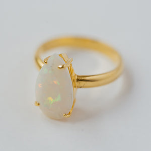 "Rainbow Goddess" Opal Ring, 14k Solid Gold (1 Piece Only)