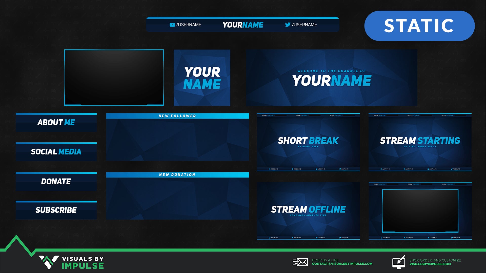 Aqua Stream Overlays - Graphics for Twitch and Mixer Streamers - 1920 x 1080 jpeg 183kB