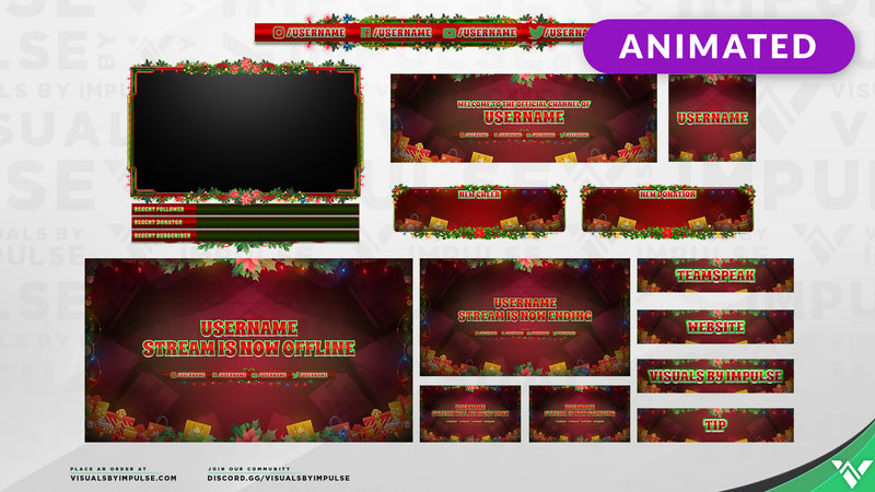 Christmas Celebration Animated Stream Package - Visuals by Impulse