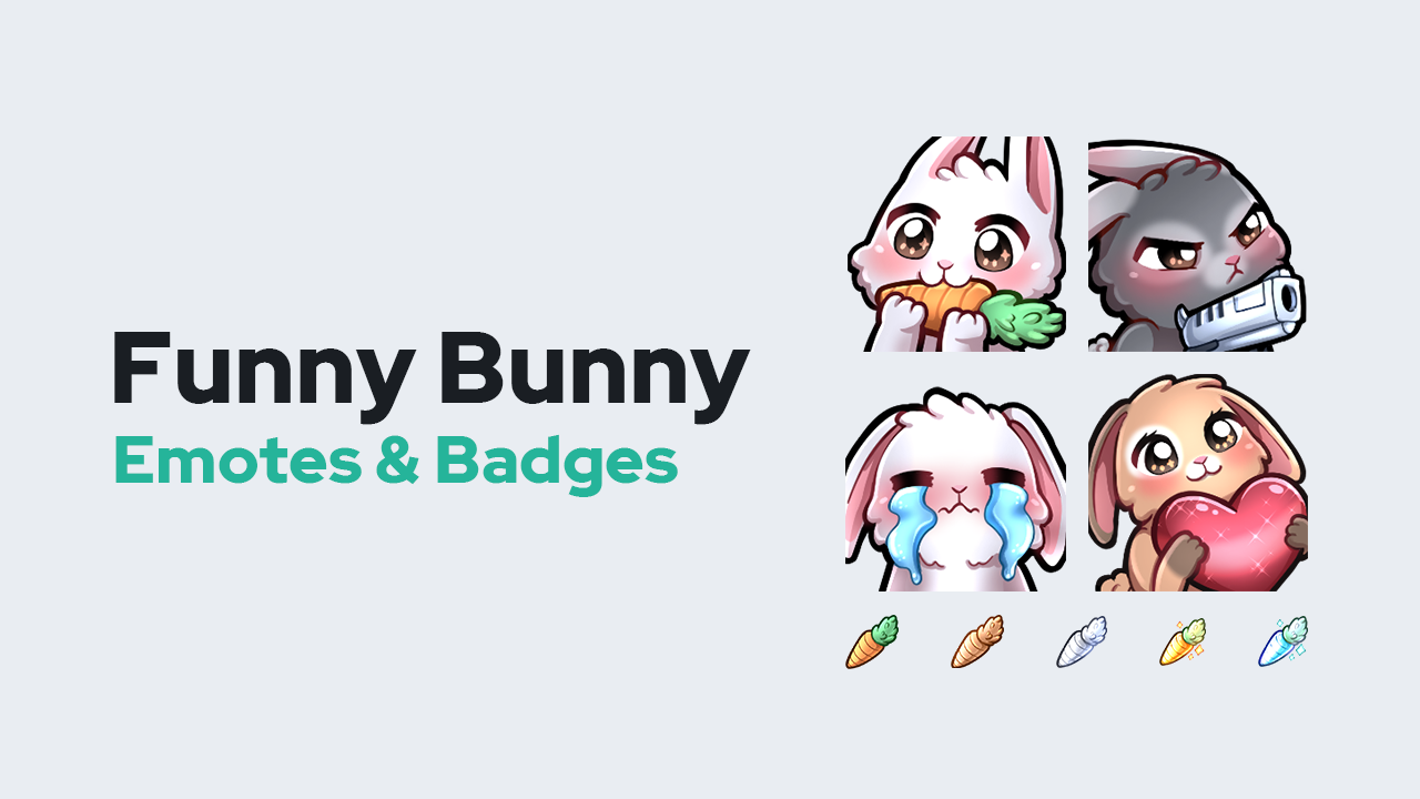 Funny Bunny Twitch Emotes Badges For Youtube