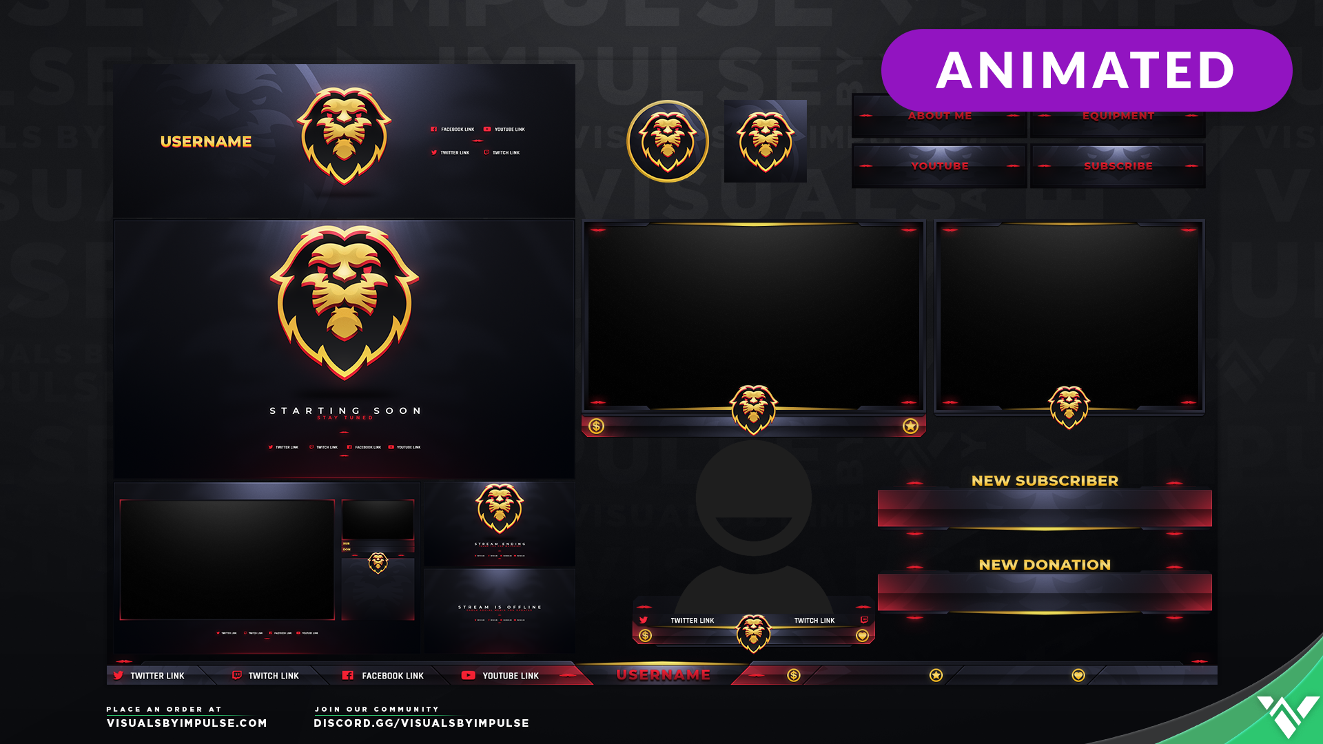Lion Animated Stream Overlays - Graphics for Twitch and Mixer