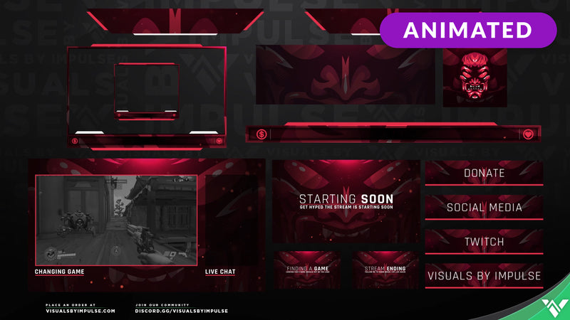 Red Skull Animated Stream Package - Visuals by Impulse