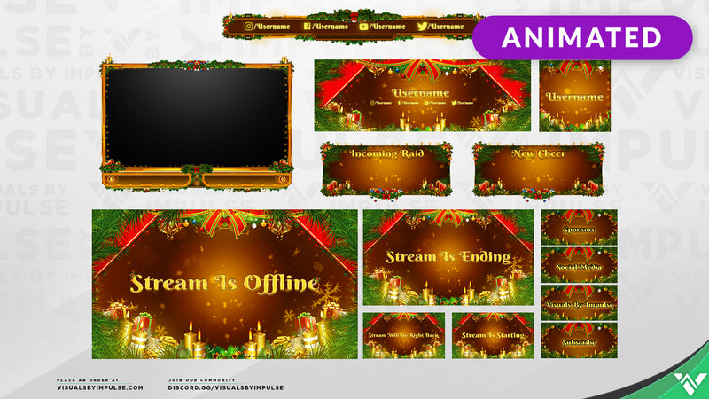 5 Golden Rings Animated Christmas Stream Package - Visuals by Impulse