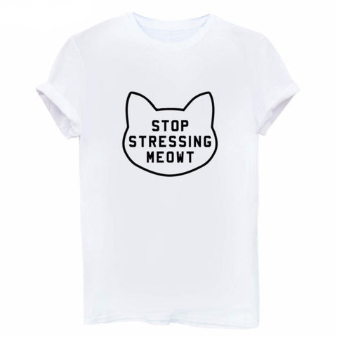stop stressing meowt" cat tshirt 3 colors – crazy aunt