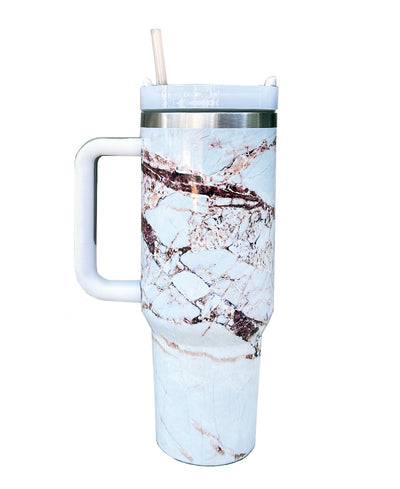 40 oz. Tumbler with Straw and Handle, White – Oklahoma Baptist Campus Store