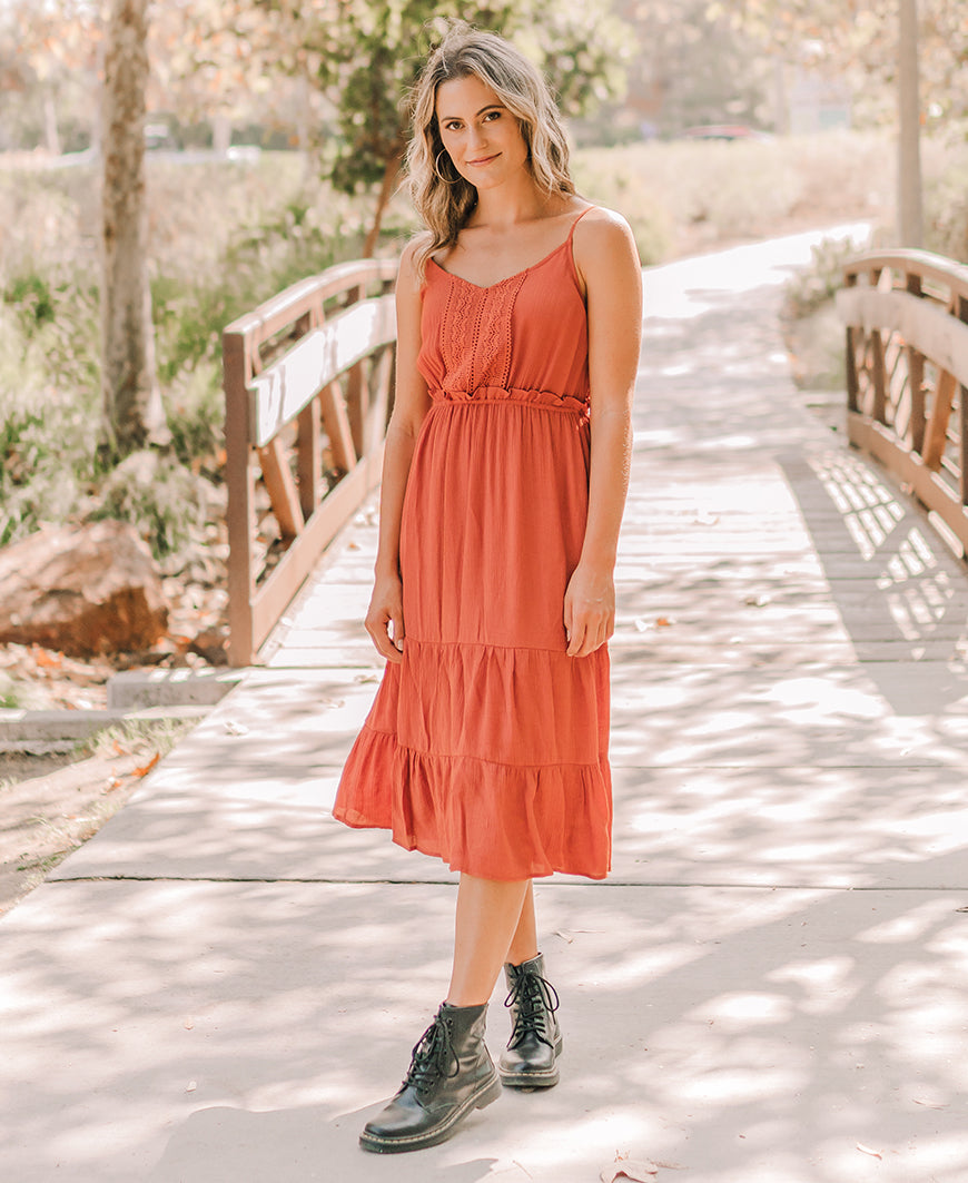 lace burnt orange dress