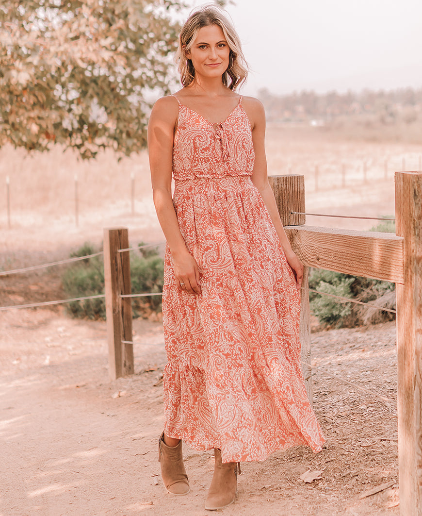 orange boho dress