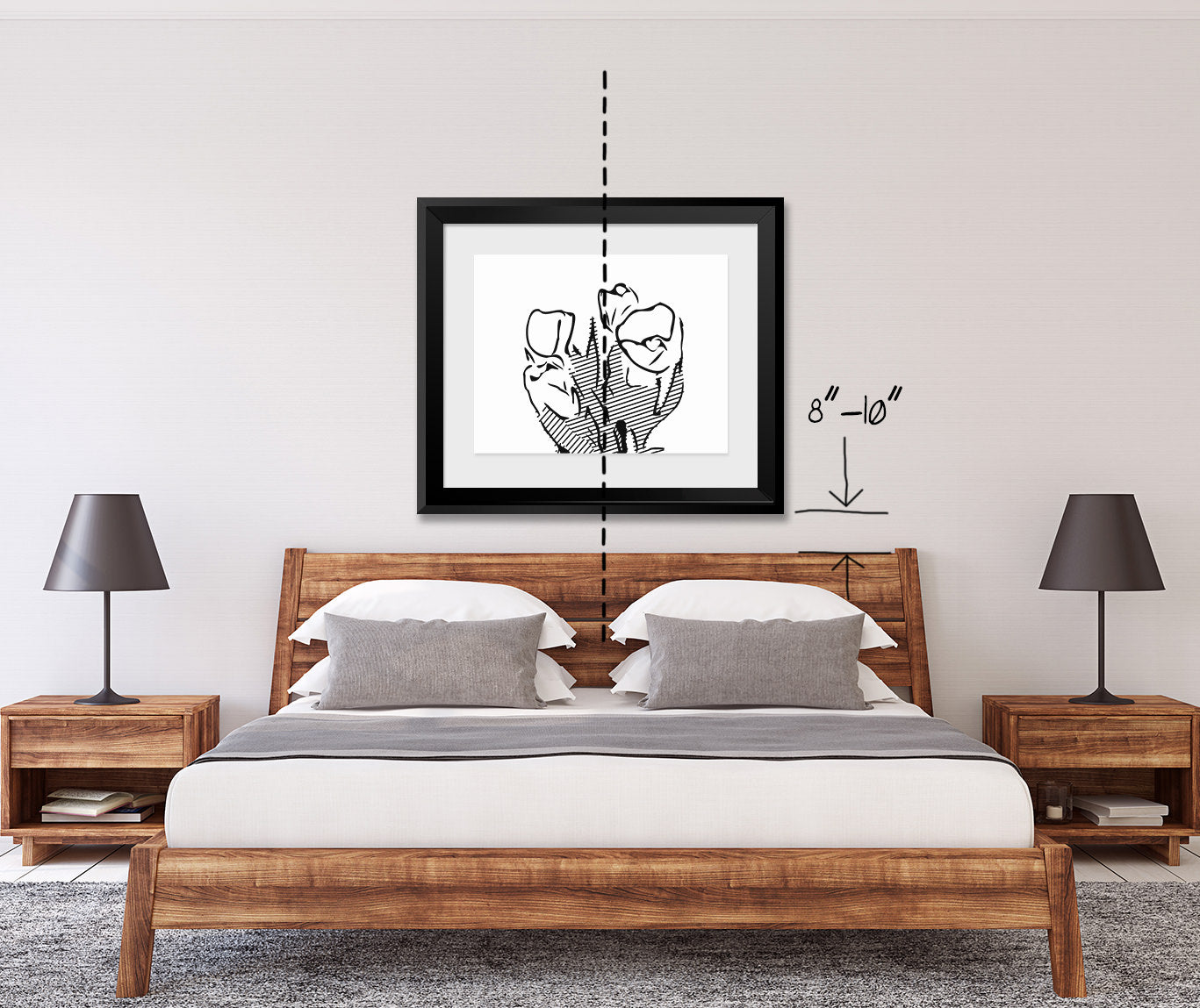 How to align artwork over a bed