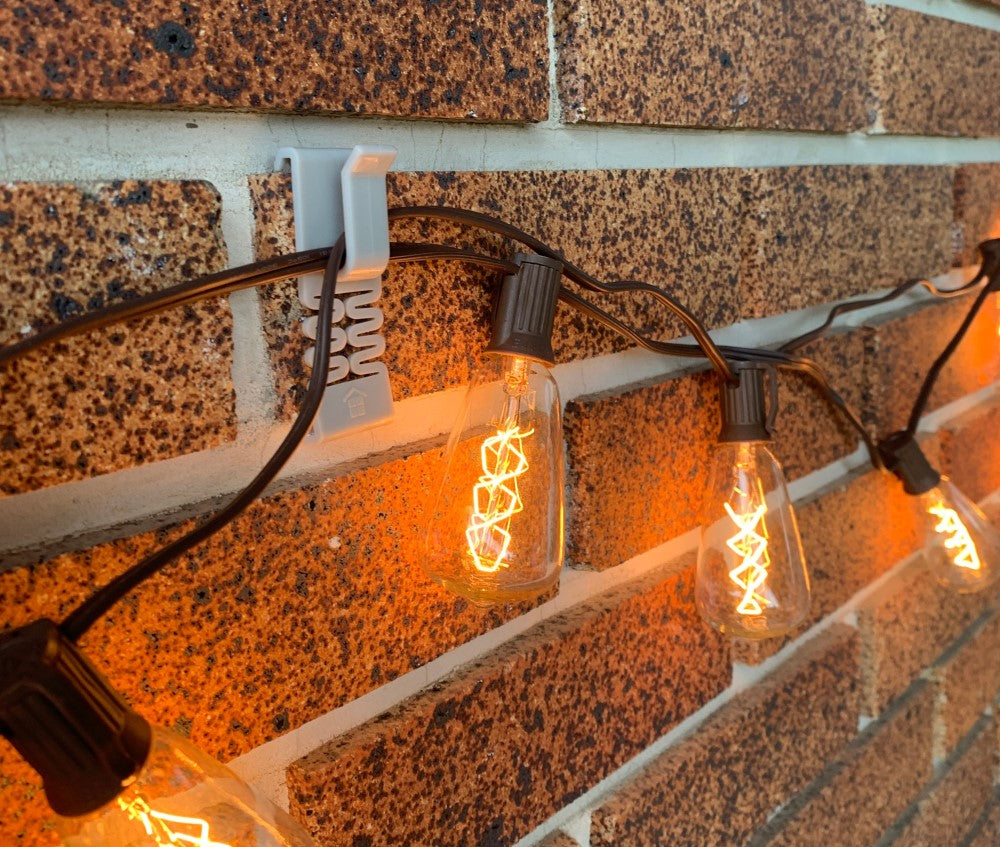 lights hanging on brick using decobrick