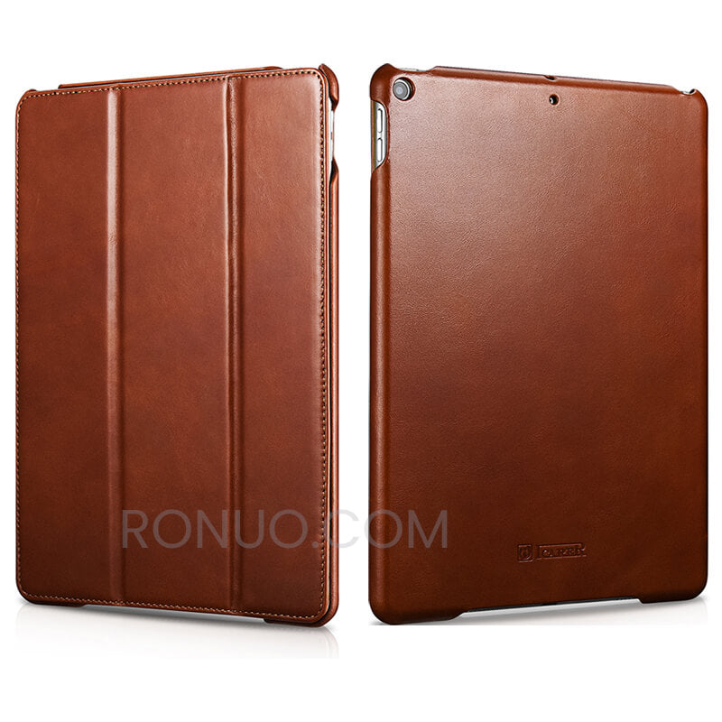 iPad Air 3 10.5/ iPad Mini 5 2019 Vintage Genuine Leather Tri-fold Stand Flip Case